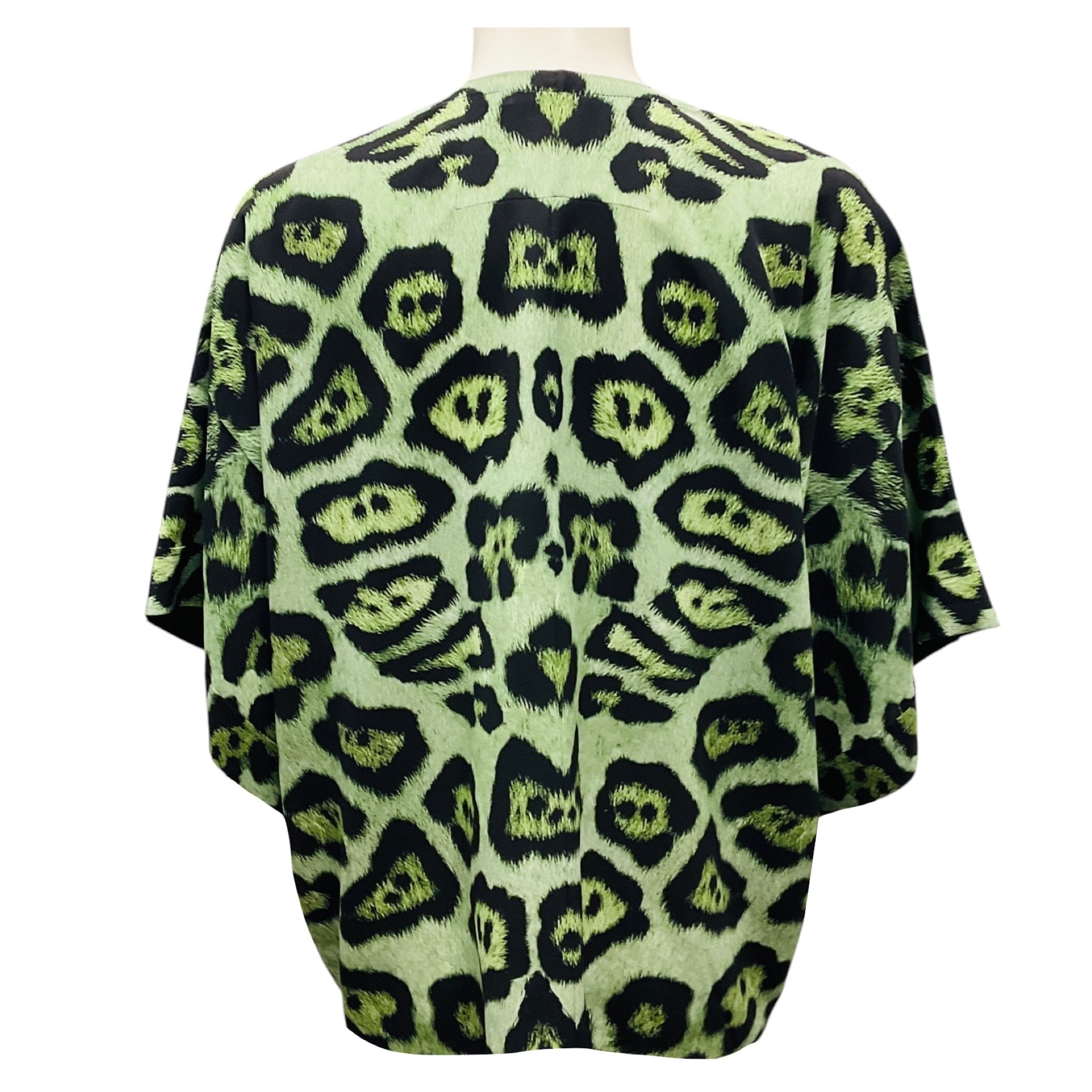 Givenchy Green / Black Animal Print Silk Blouse
