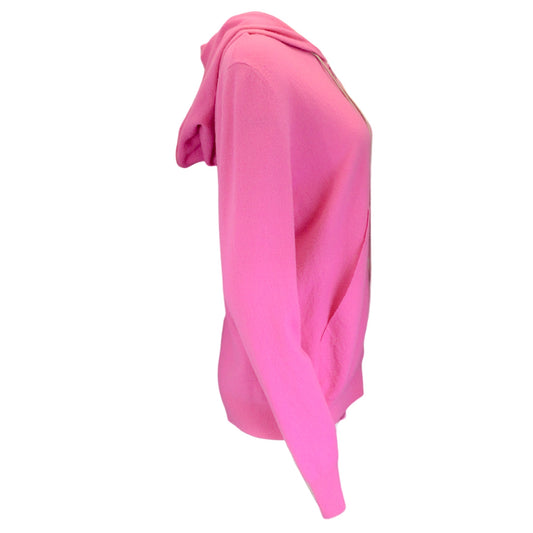 Rick Owens Hot Pink Hooded Zip-Front Cashmere Knit Sweater