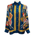 Load image into Gallery viewer, Gucci Navy Blue Multi Garden Collection Print Silk Blouse
