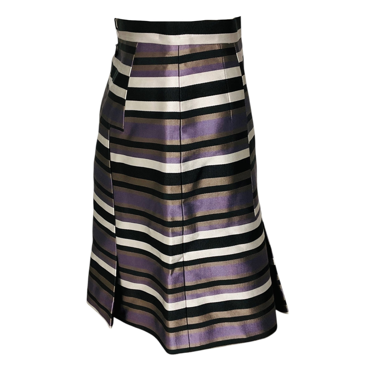 Louis Vuitton Purple / Black Multi Striped Silk Skirt