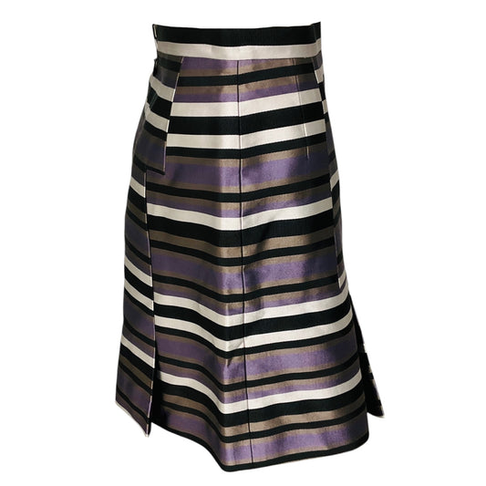 Louis Vuitton Purple / Black Multi Striped Silk Skirt
