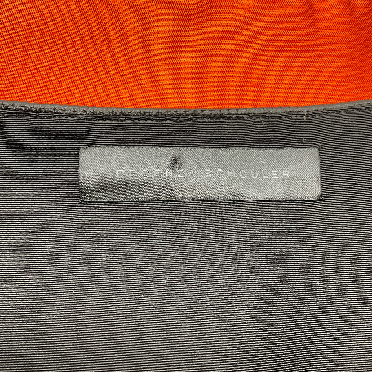 Proenza Schouler Orange Silk Mini Skirt with Leather