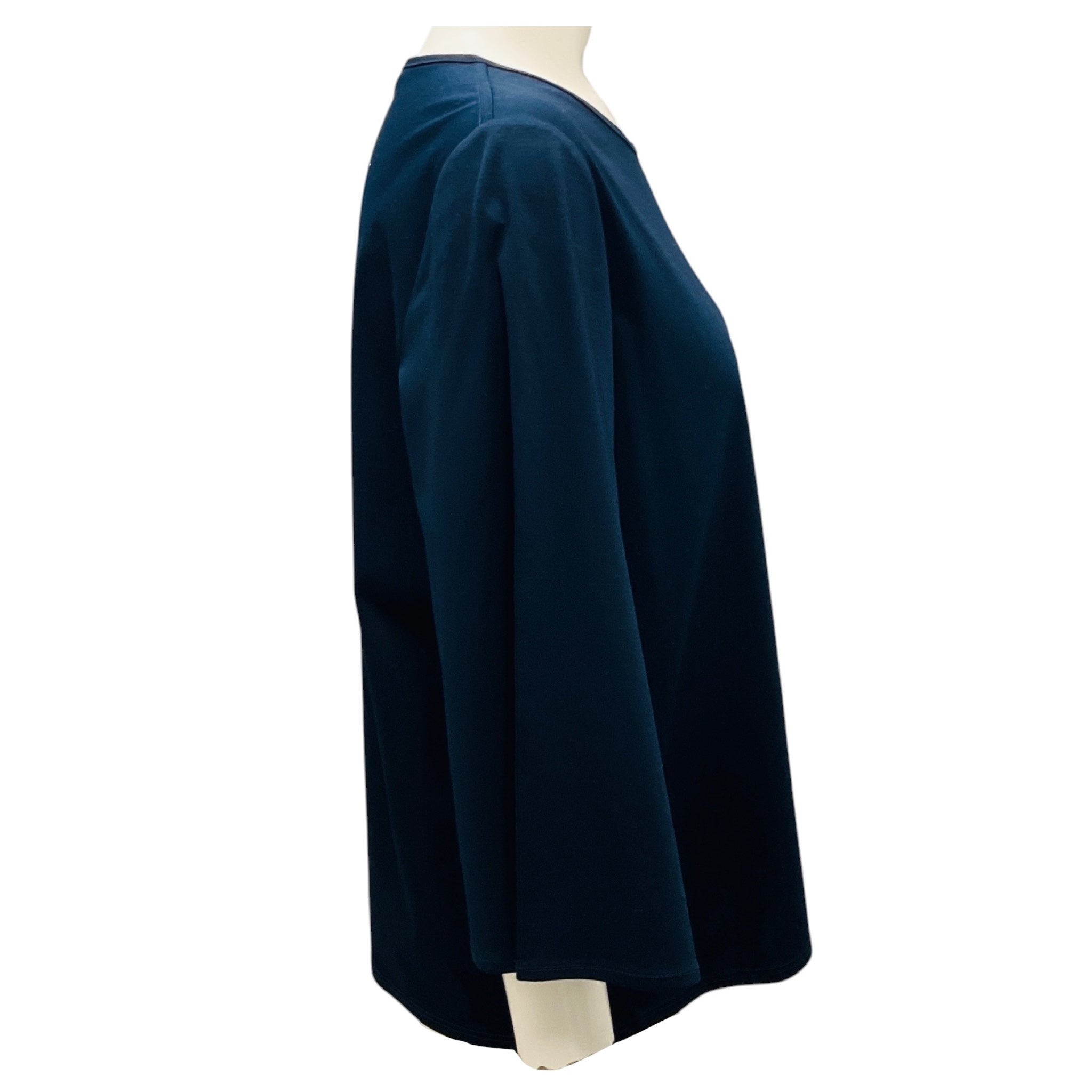 The Row Navy Blue Three Quarter Sleeved Cotton Top