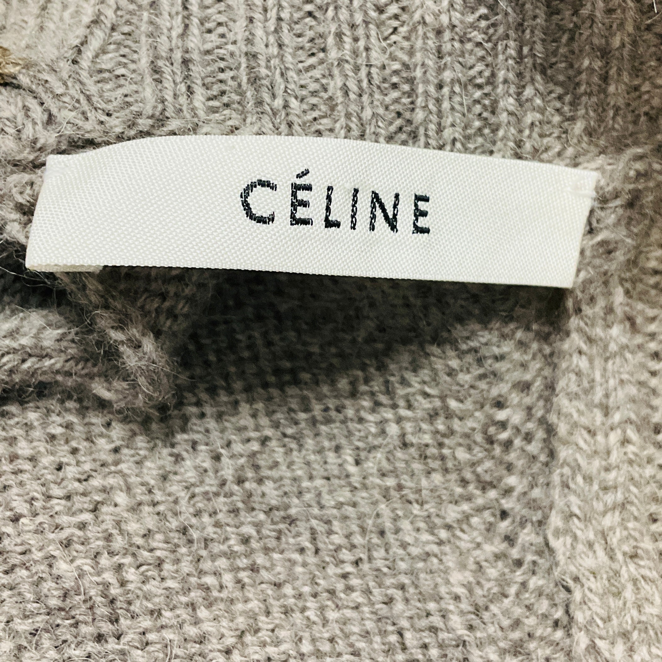 Celine Taupe Wool and Alpaca Knit Sweater with Cut Out Detail