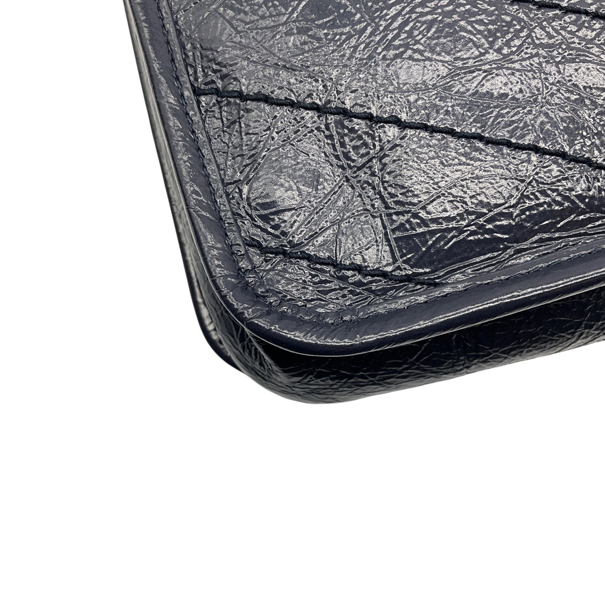 Saint Laurent Deep Marine Crinkled Calfskin Niki Wallet On Chain