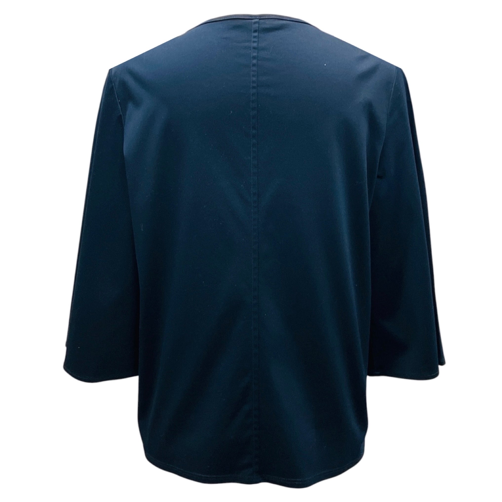The Row Navy Blue Three Quarter Sleeved Cotton Top
