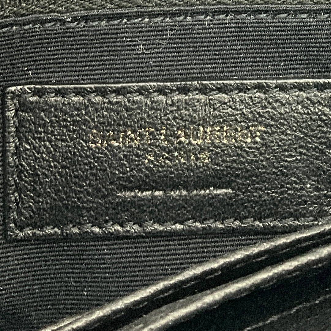 Saint Laurent Deep Marine Crinkled Calfskin Niki Wallet On Chain