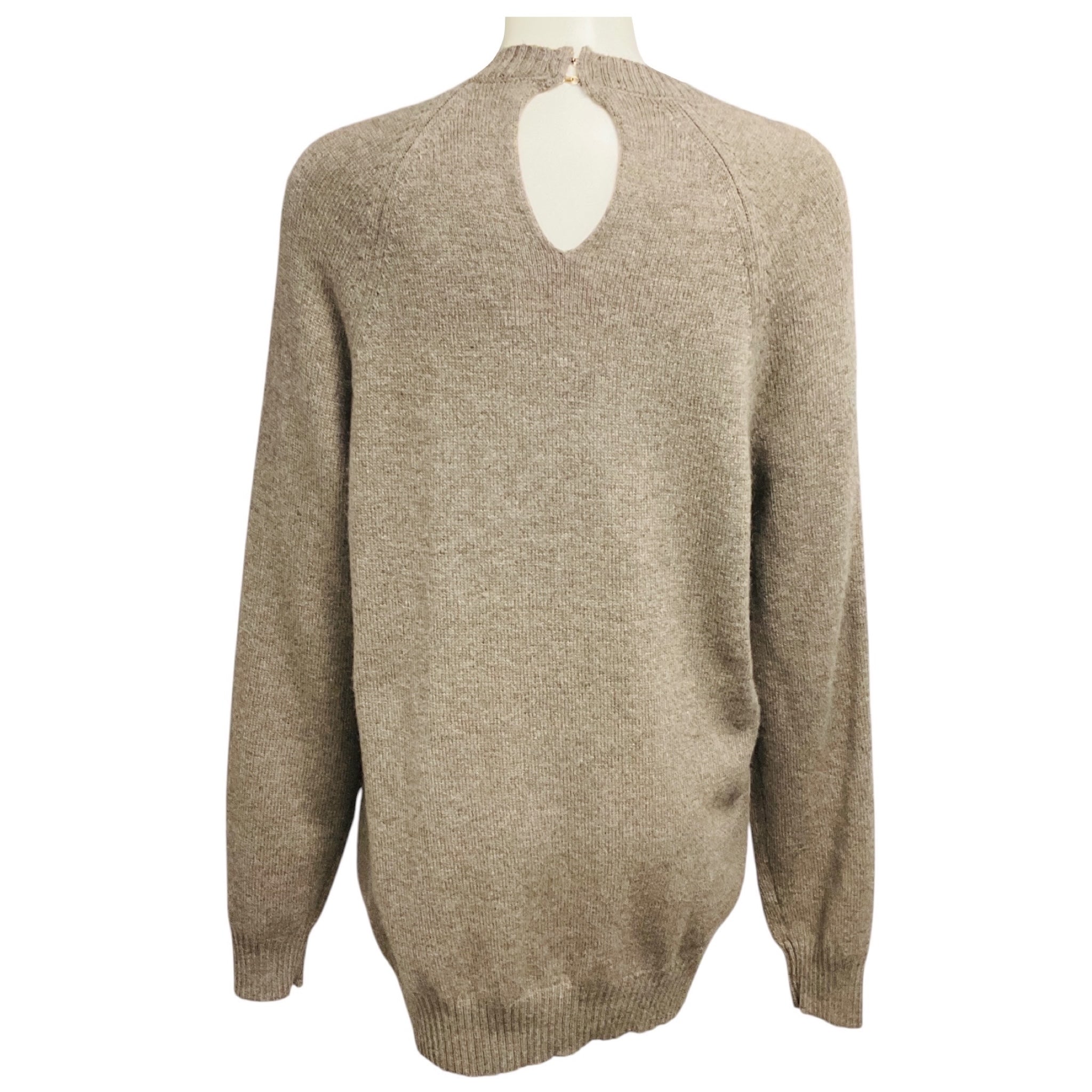 Celine Taupe Wool and Alpaca Knit Sweater with Cut Out Detail