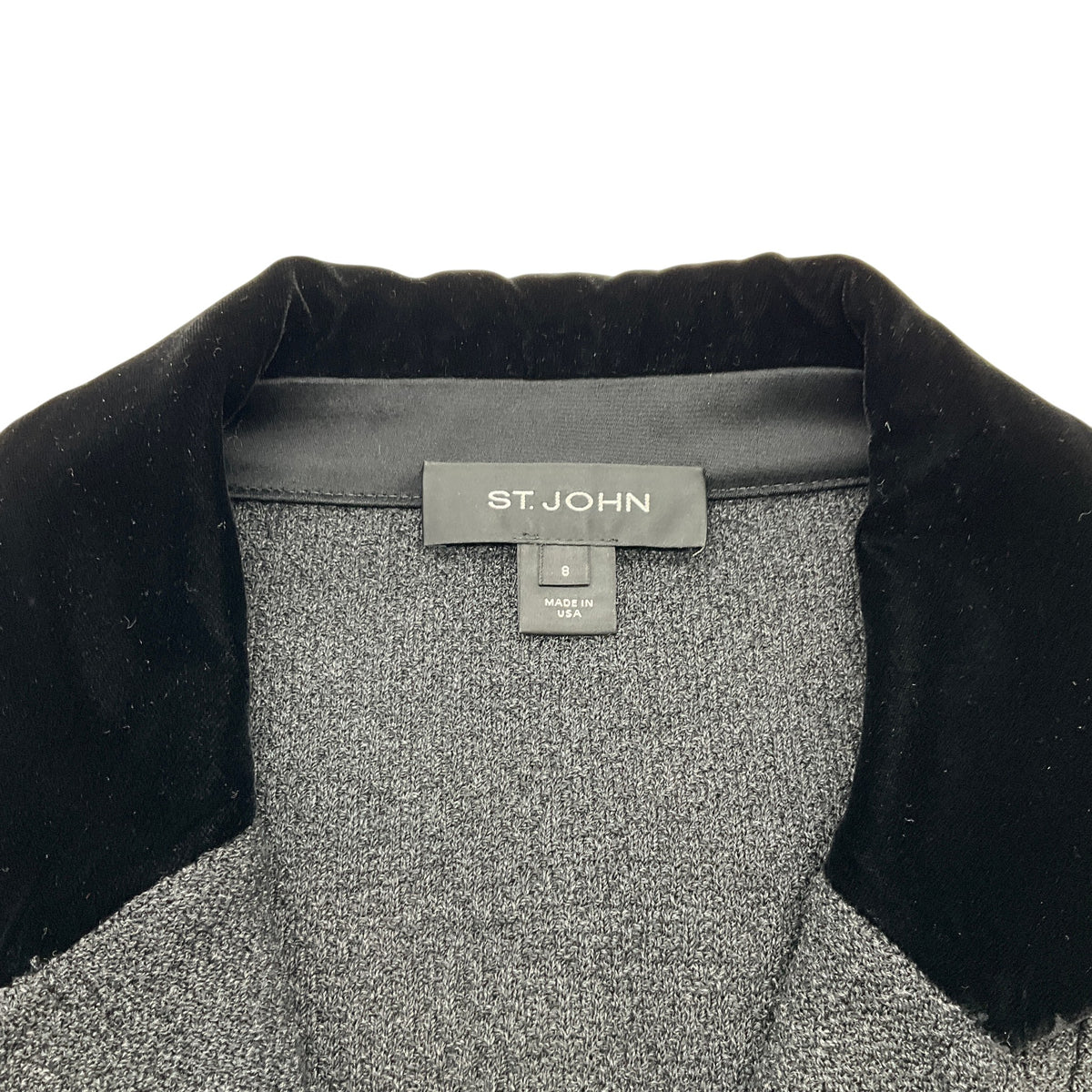 St. John Charcoal Blazer with Black Velvet Collar