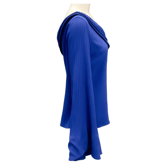 Brandon Maxwell Blue One Shoulder Crepe Blouse