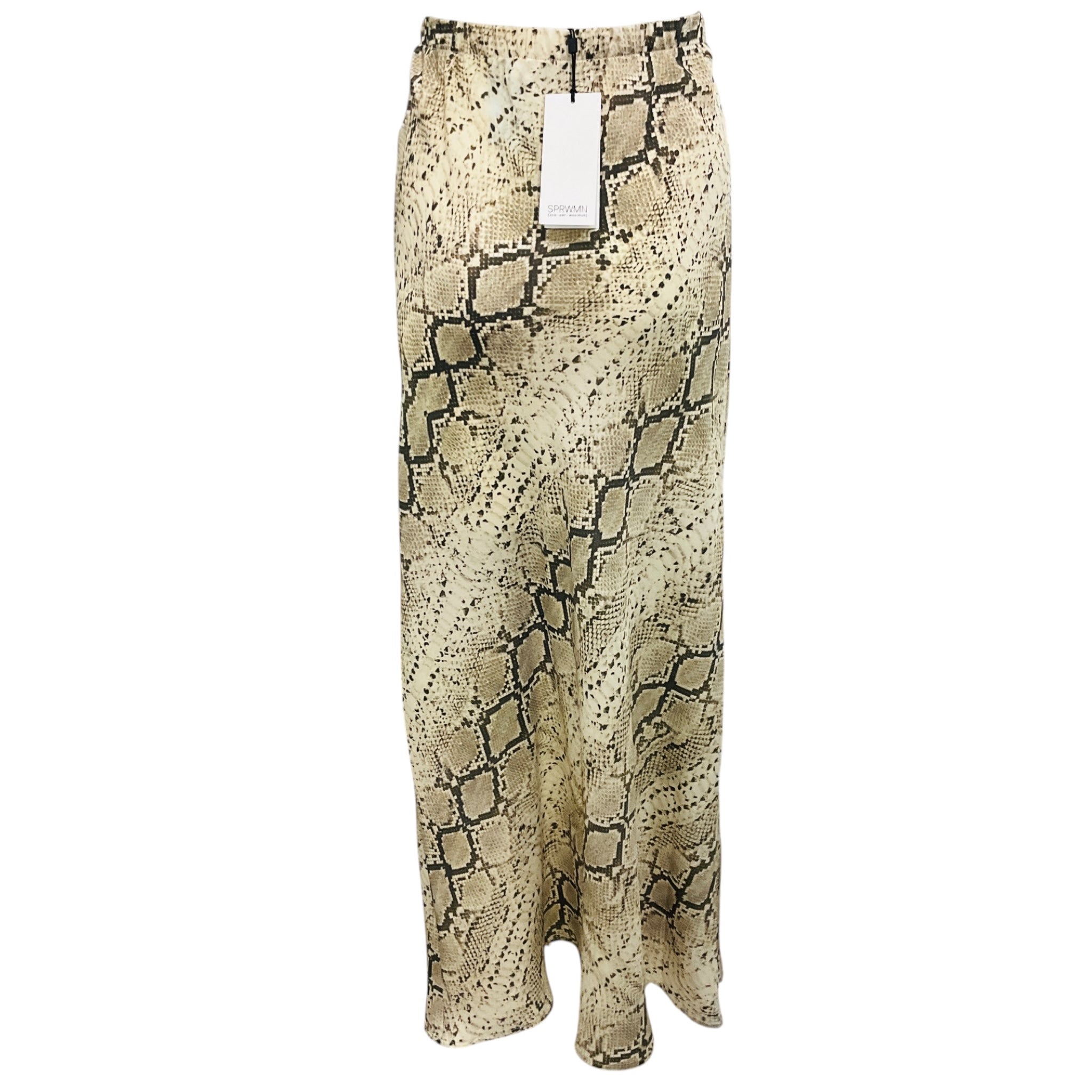 SPRWMN Beige Snakeskin Bias Maxi Skirt