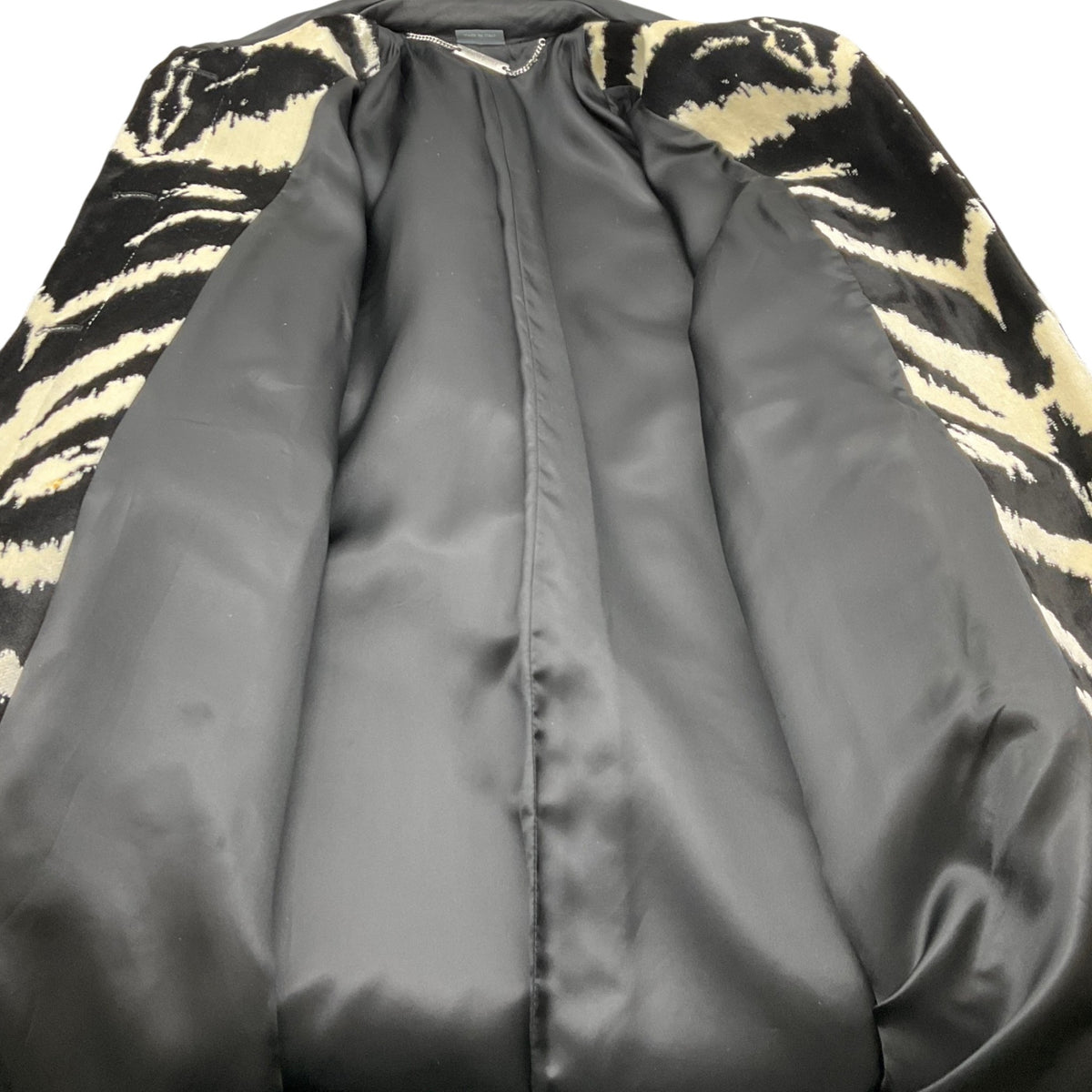 Alexander McQueen Black / White Zebra Print Velvet Coat with 3/4 Sleeves