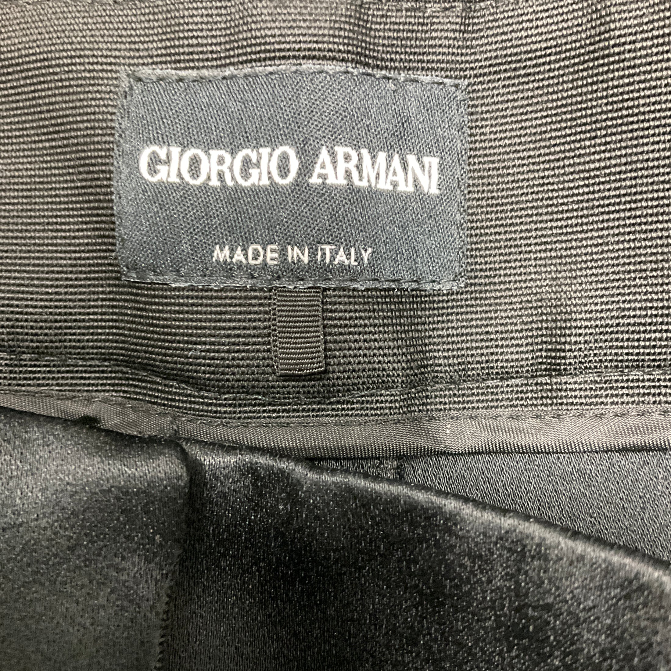 Giorgio Armani Black Tuxedo Style Satin Trousers