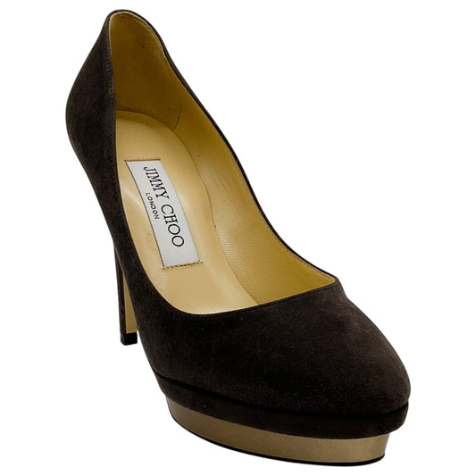 Jimmy Choo Mink Suede Talent Sue Pumps with Pewter Platform
