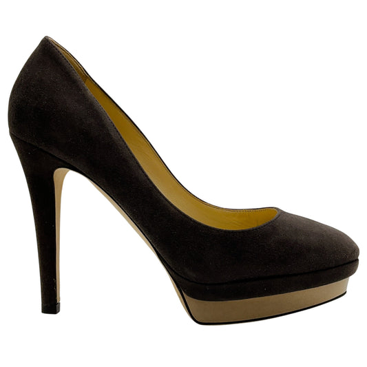Jimmy Choo Mink Suede Talent Sue Pumps with Pewter Platform