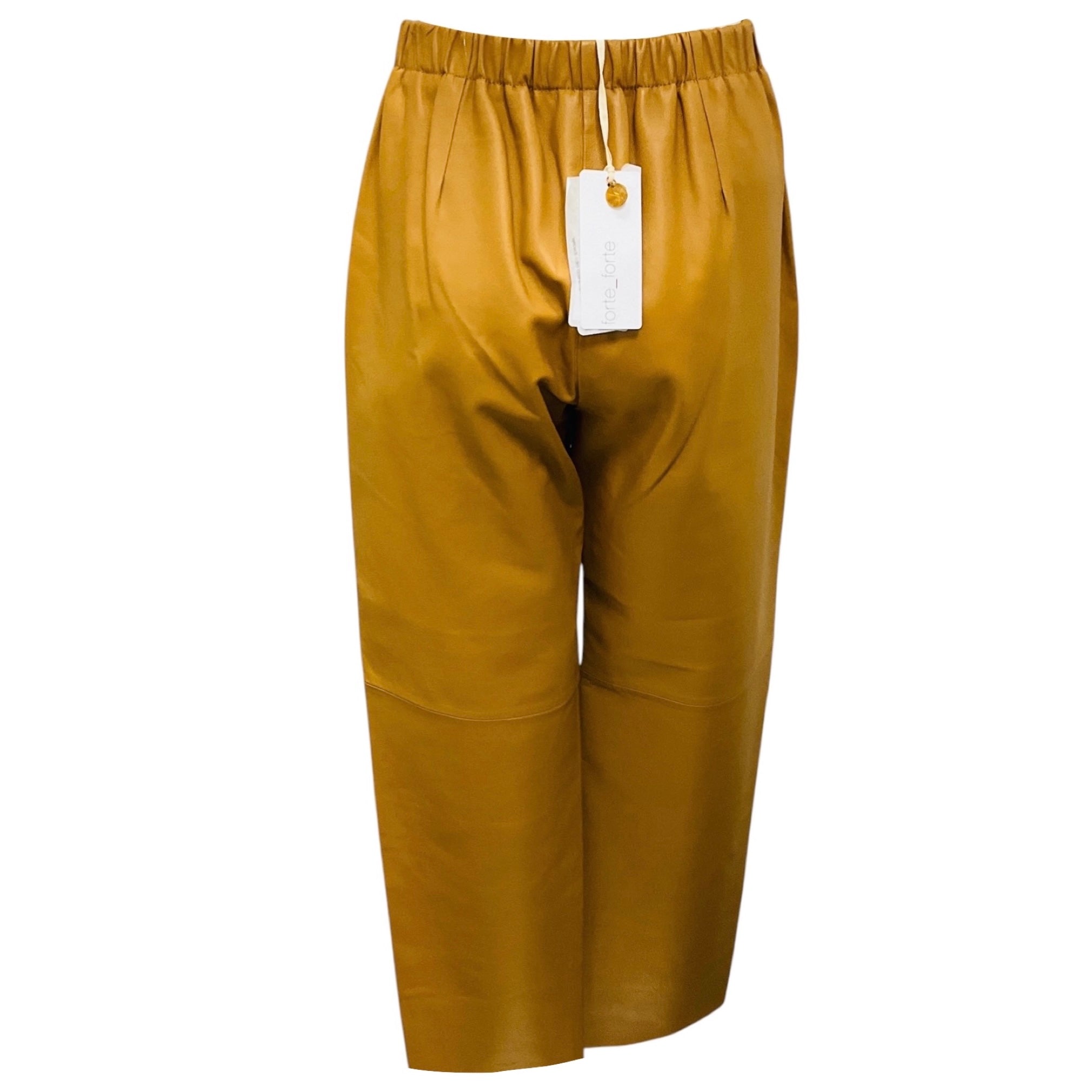 forte_forte Caramel Leather Jogger Pants