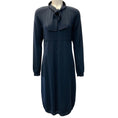 Load image into Gallery viewer, St. John Slate Blue Knit Tie Neck Dress

