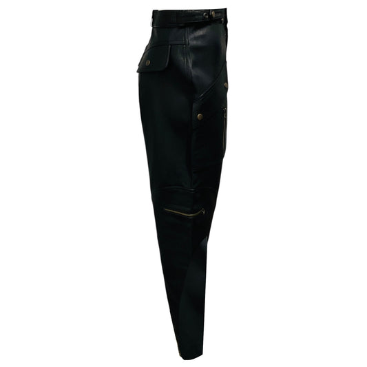 Re/Done Black Racer Leather Tapered Trousers