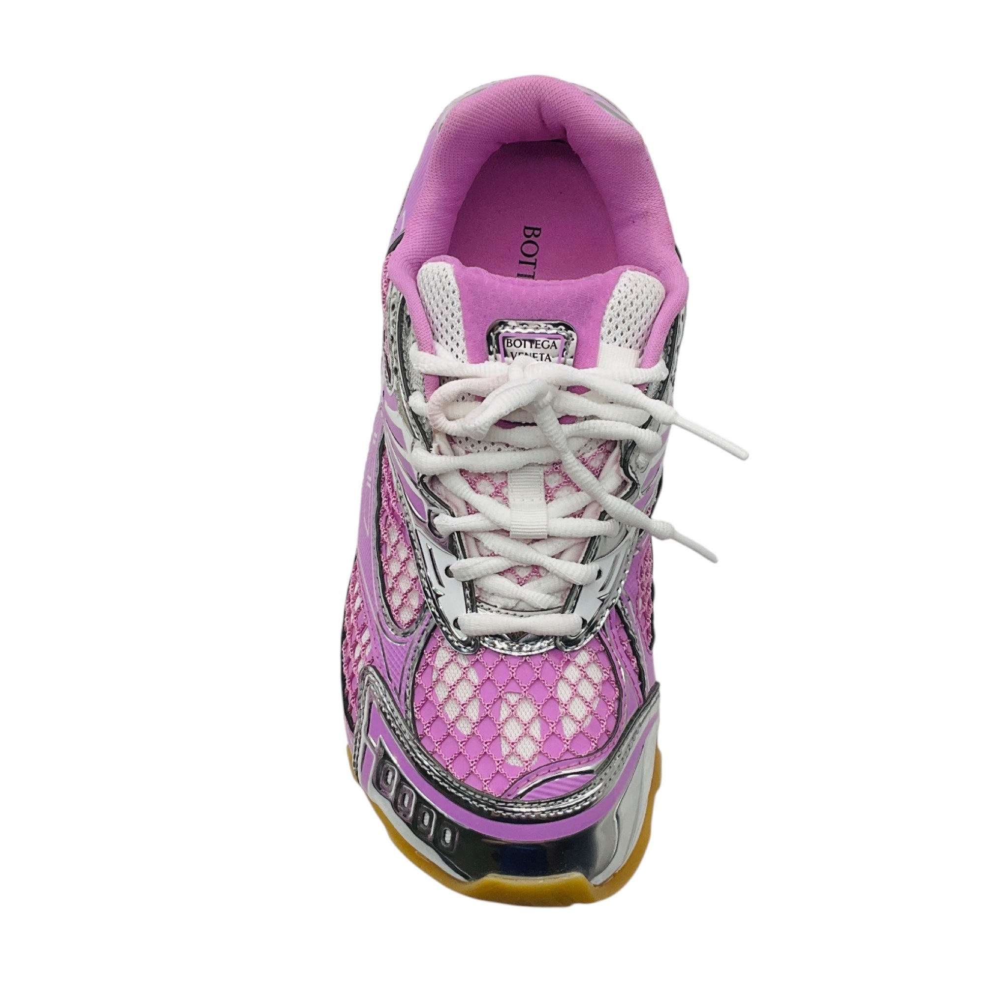Bottega Veneta Pink Gloss / Silver Lightweight Technical Fabric and Mesh Orbit Runner Sneaker