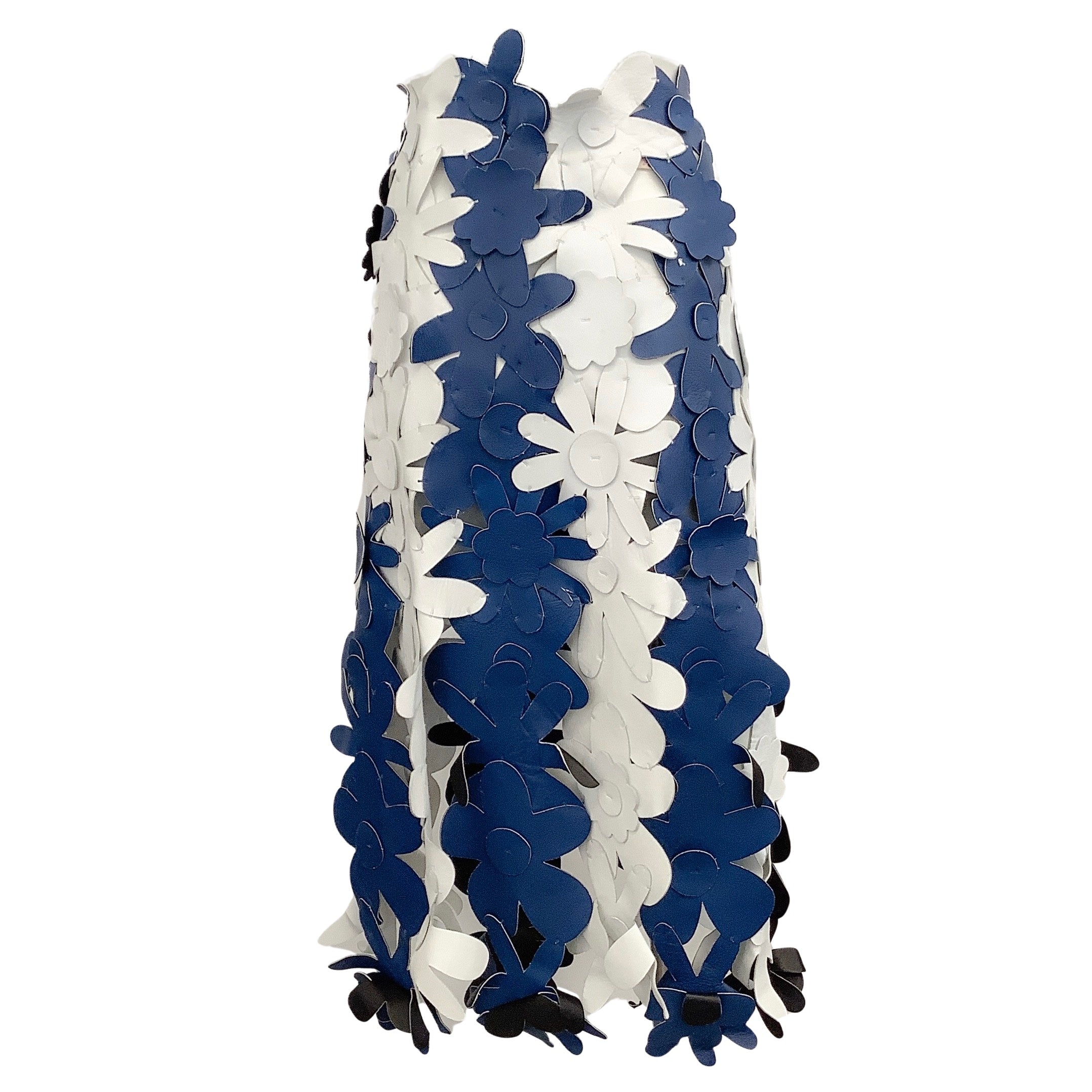 Marni Blue / White Floral Leather Skirt