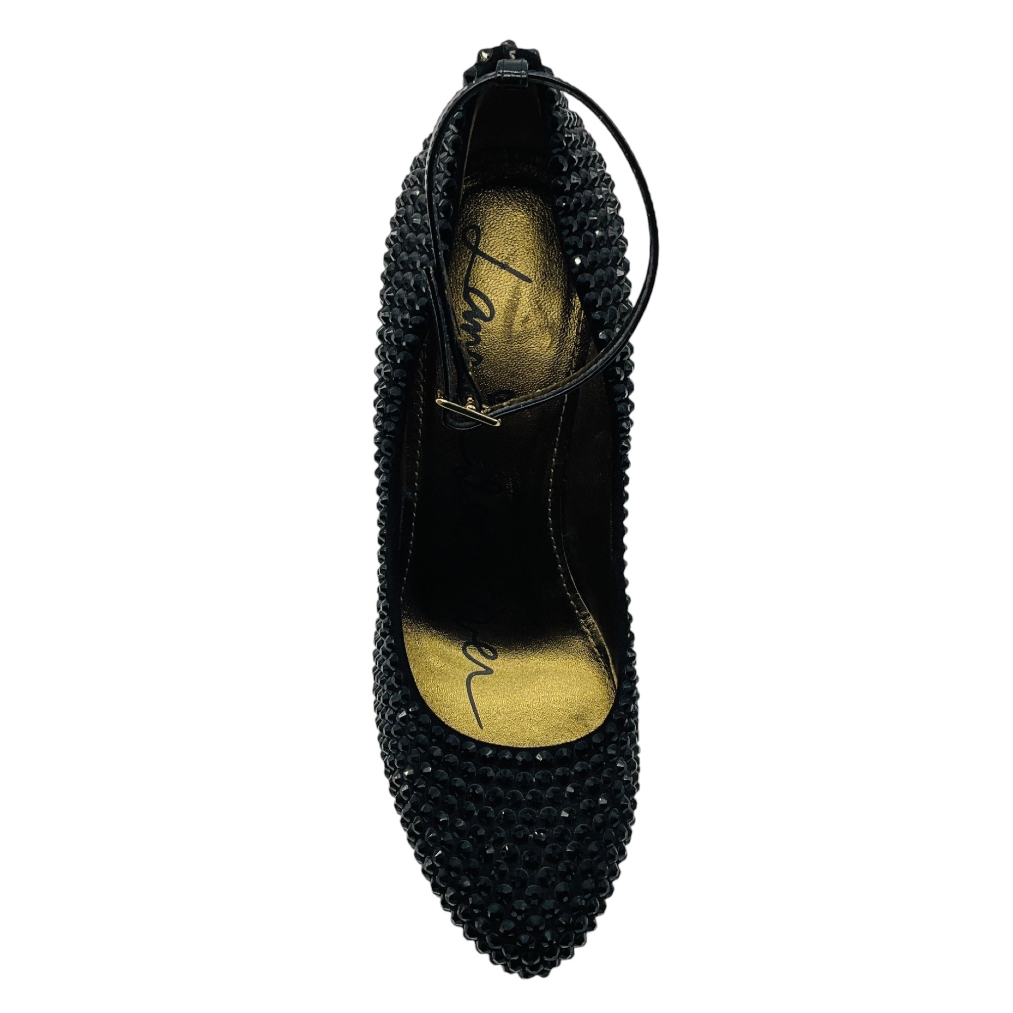 Lanvin Black Crystal Embellished Ankle Strap Platform Pump