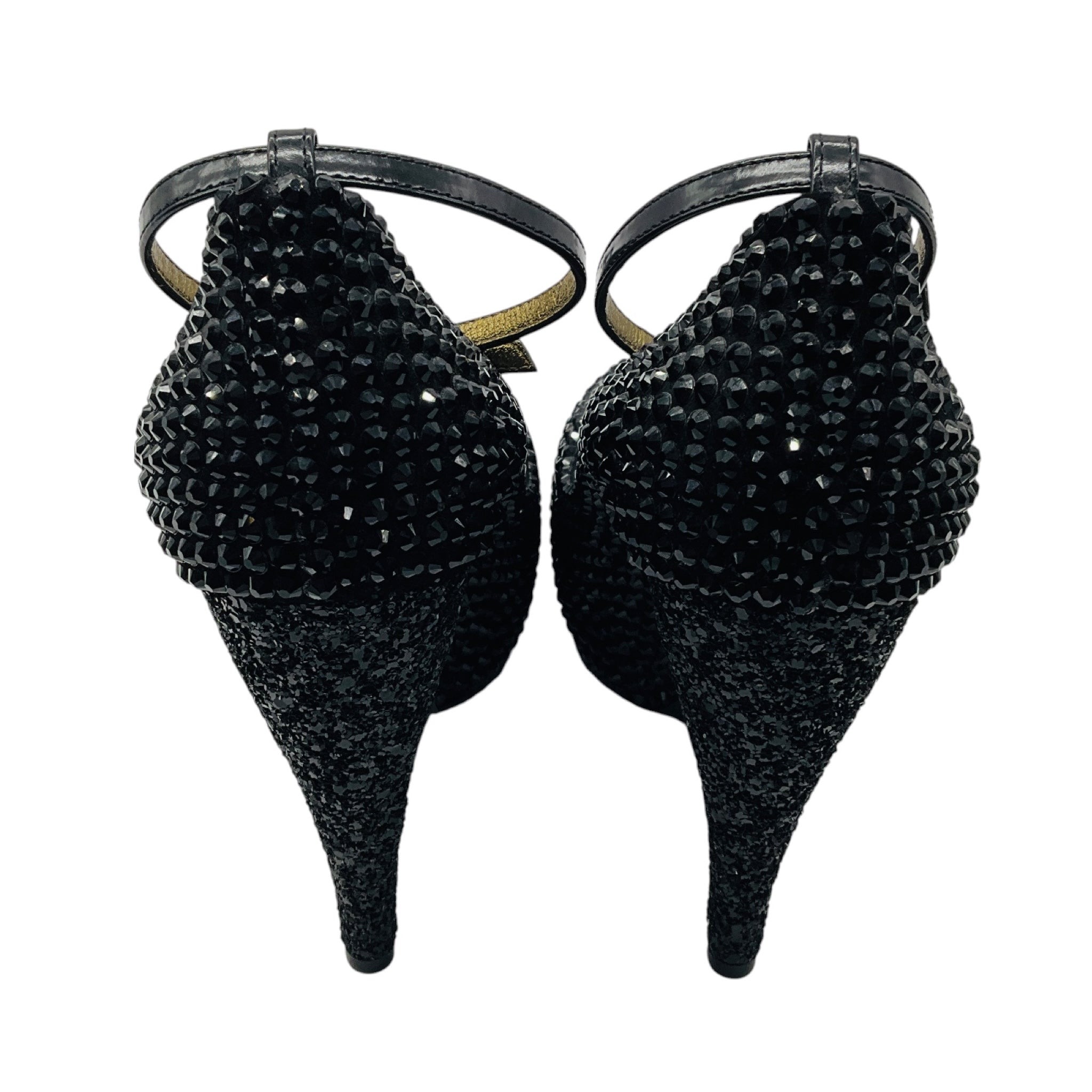Lanvin Black Crystal Embellished Ankle Strap Platform Pump