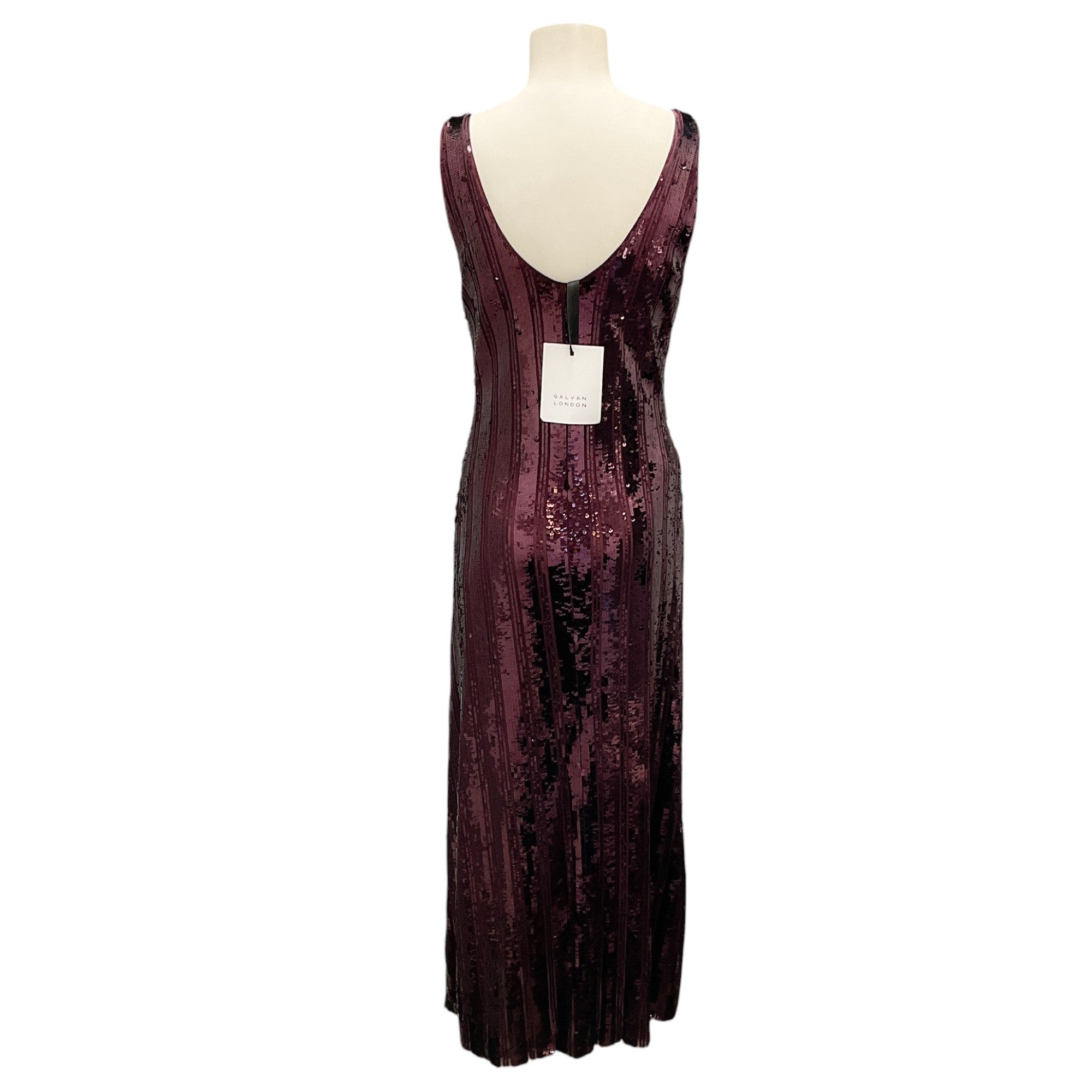 Galvan London Oxblood Sequined Burnished Valletta Dress