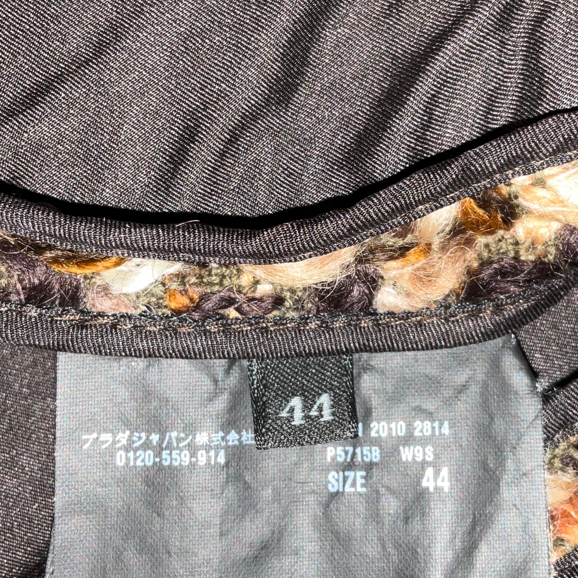 Prada Brown / Burgundy Multi Wool Tweed Jacket