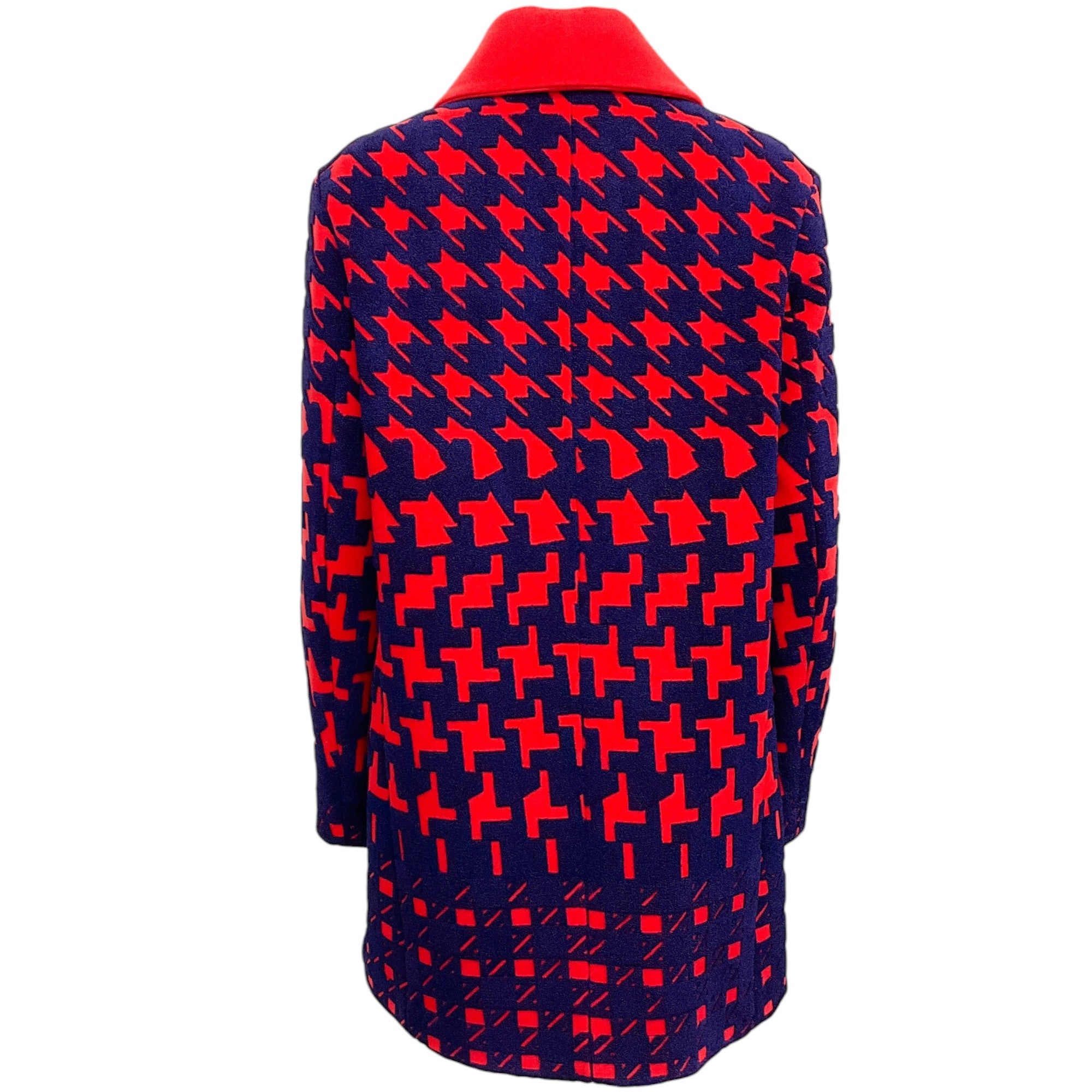 Mary Katrantzou Red / Purple Wool Houndstooth Coat