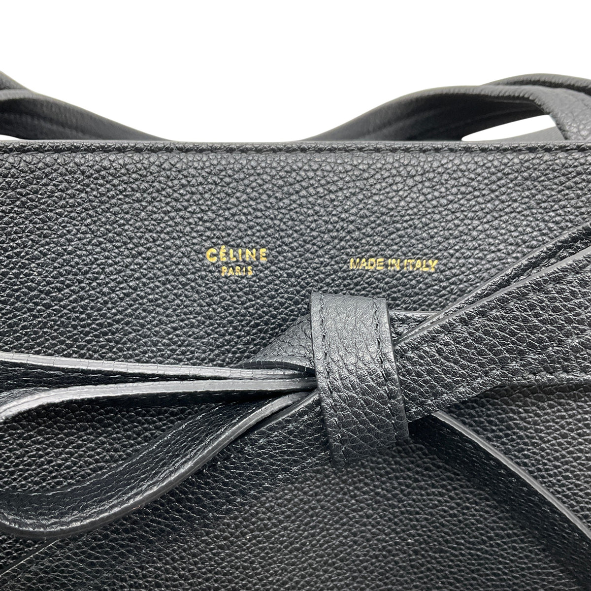 Celine Black Leather Phantom Tie Cabas Tote