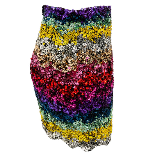 Ashish Rainbow Multi Hand Embroidered Sequined Mini Skirt
