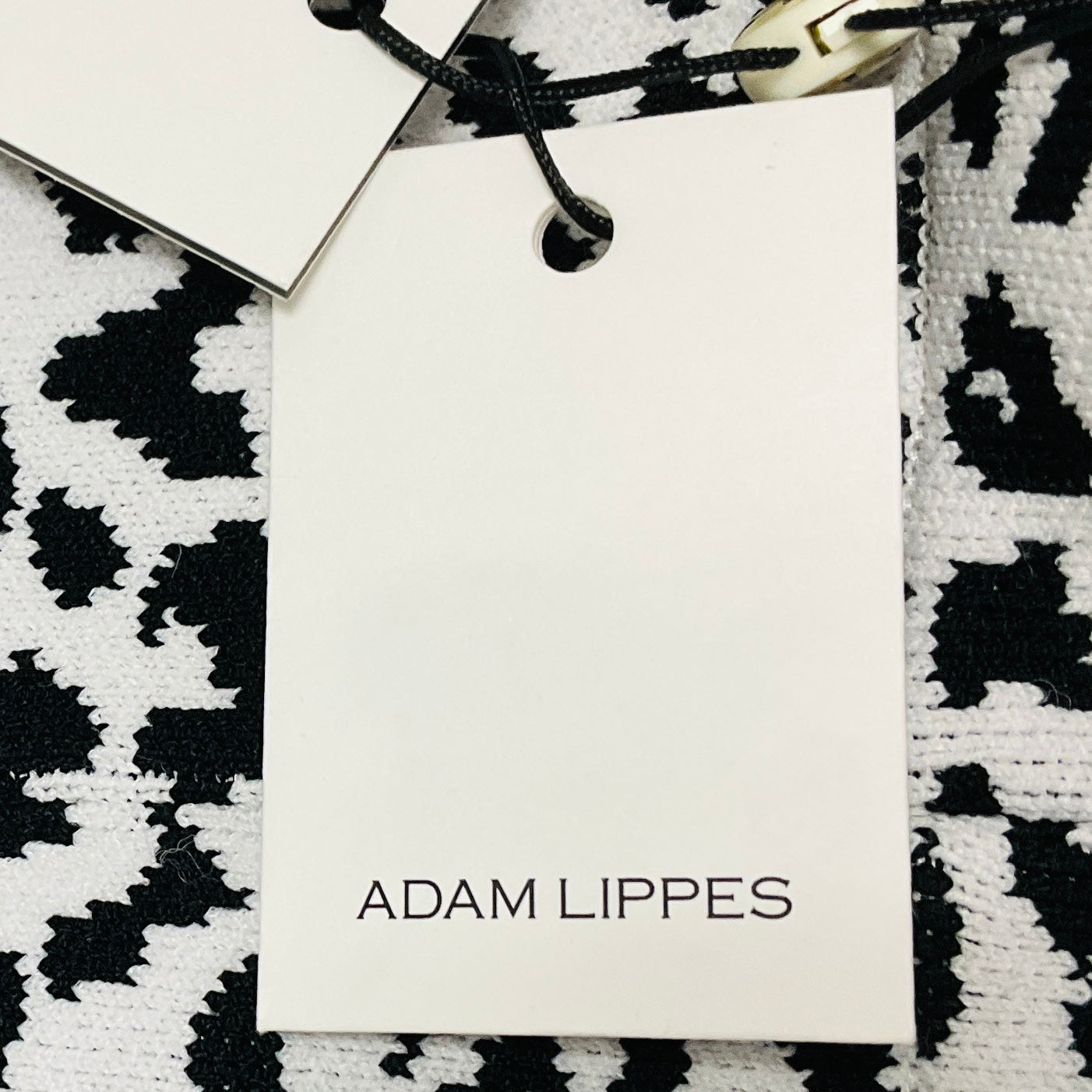 Adam Lippes White / Black Knit Jacquard Sleeveless Turtleneck Top