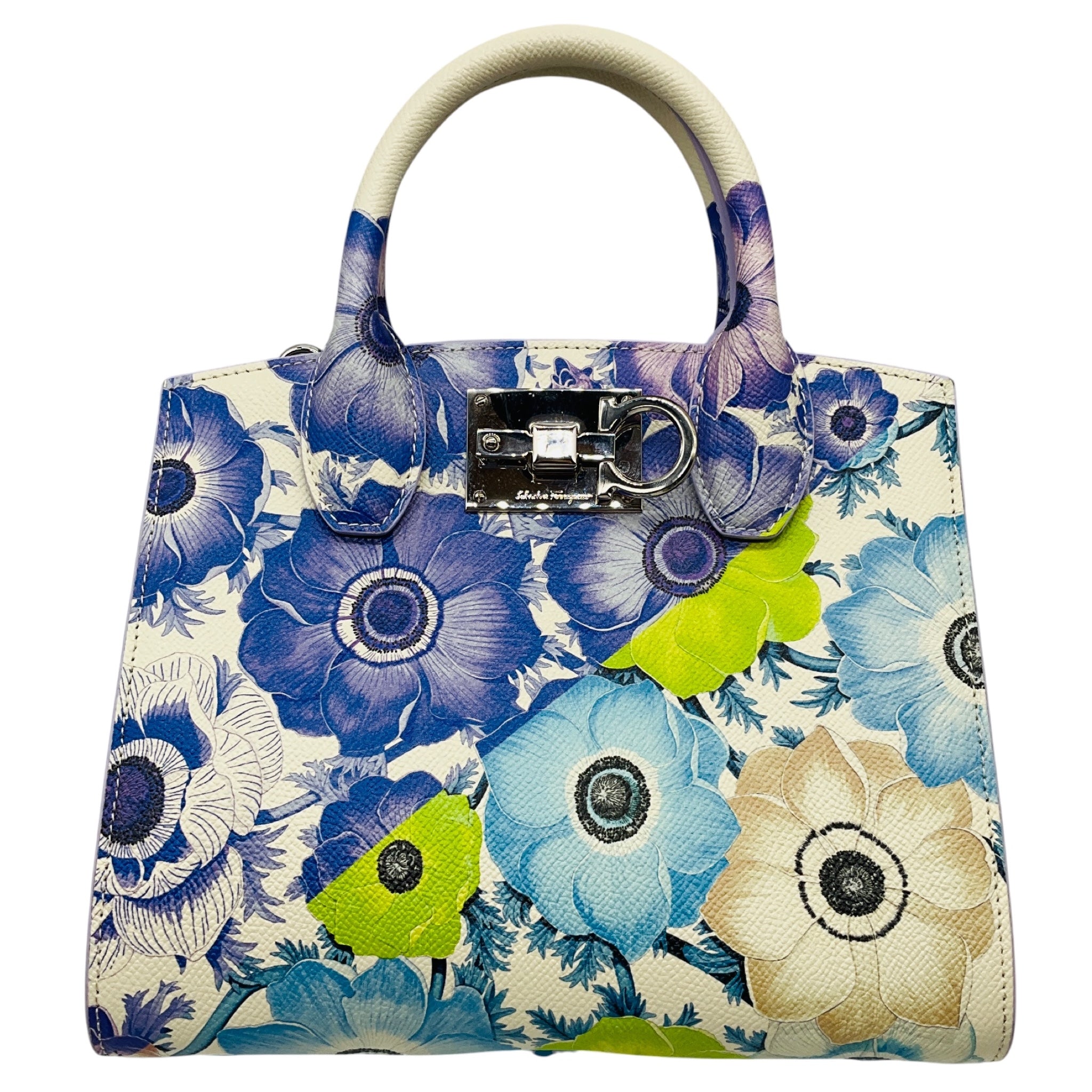 Salvatore Ferragamo New Lavender Mascarpone Calfskin Floral Print Small The Studio Bag