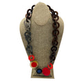 Load image into Gallery viewer, Marni Red Multi Resin and Wood Ring Statement Necklace
