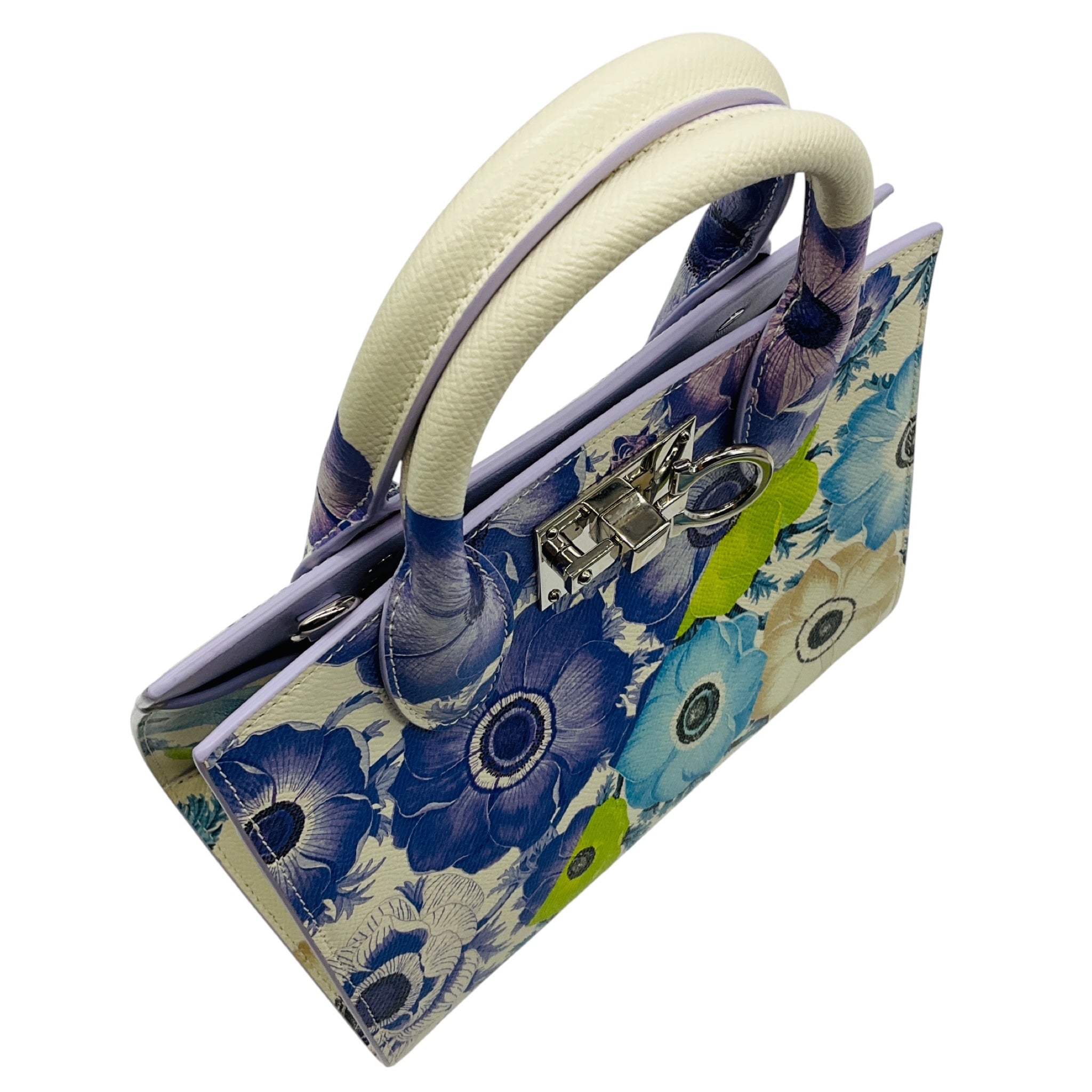 Salvatore Ferragamo New Lavender Mascarpone Calfskin Floral Print Small The Studio Bag