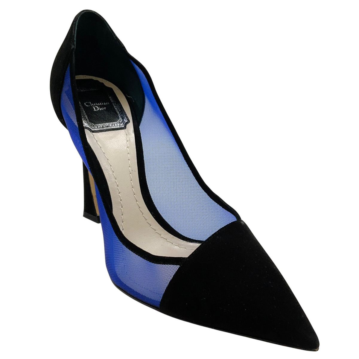 Christian Dior Black Suede / Cobalt Blue Mesh Songe Pumps
