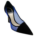 Load image into Gallery viewer, Christian Dior Black Suede / Cobalt Blue Mesh Songe Pumps

