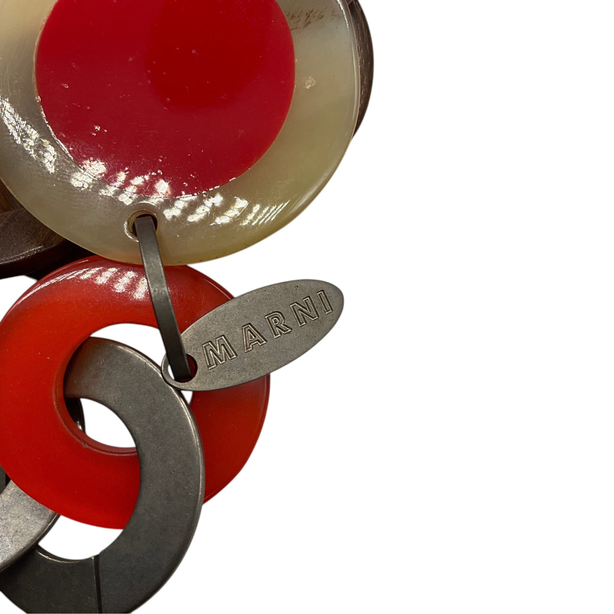 Marni Red Multi Resin and Wood Ring Statement Necklace