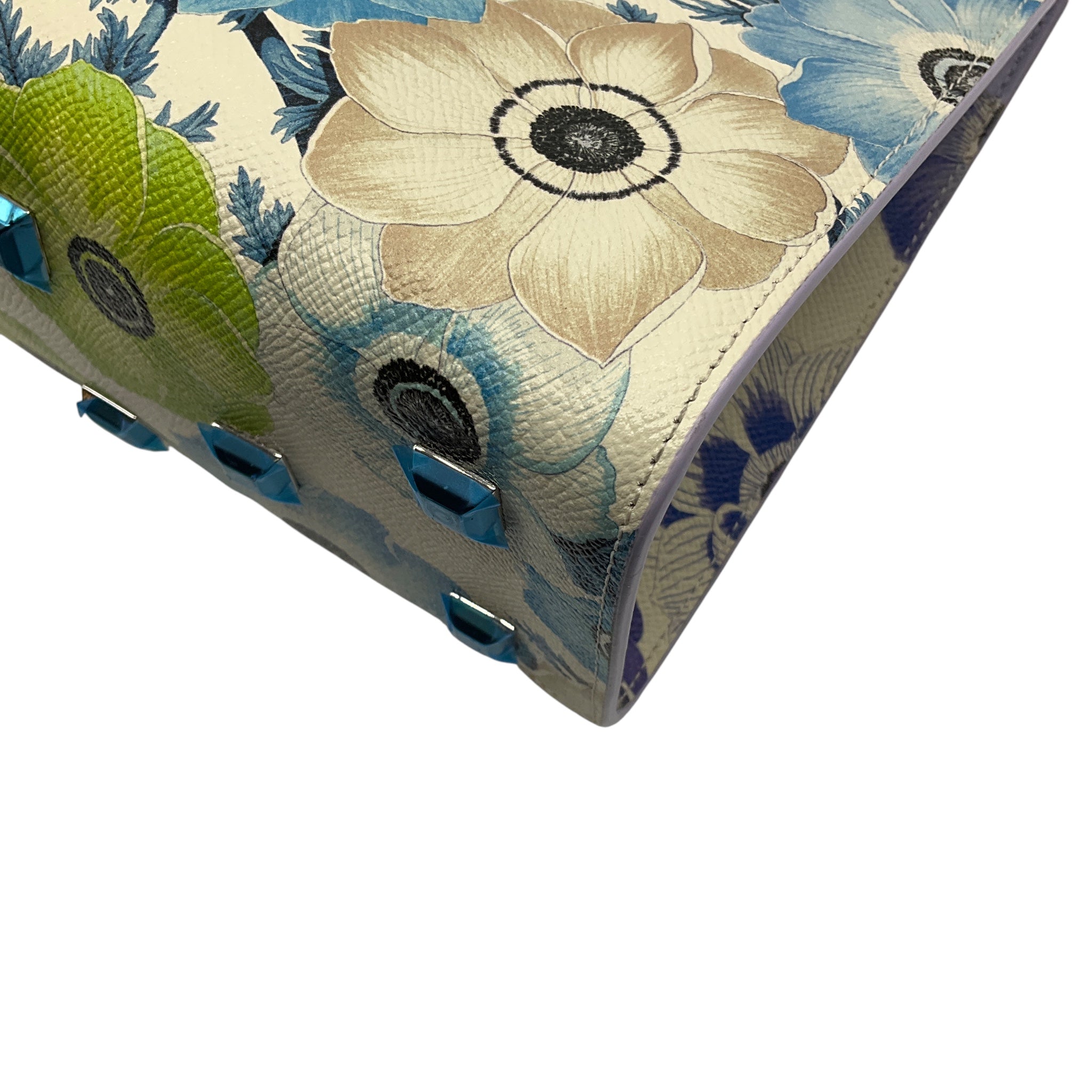 Salvatore Ferragamo New Lavender Mascarpone Calfskin Floral Print Small The Studio Bag