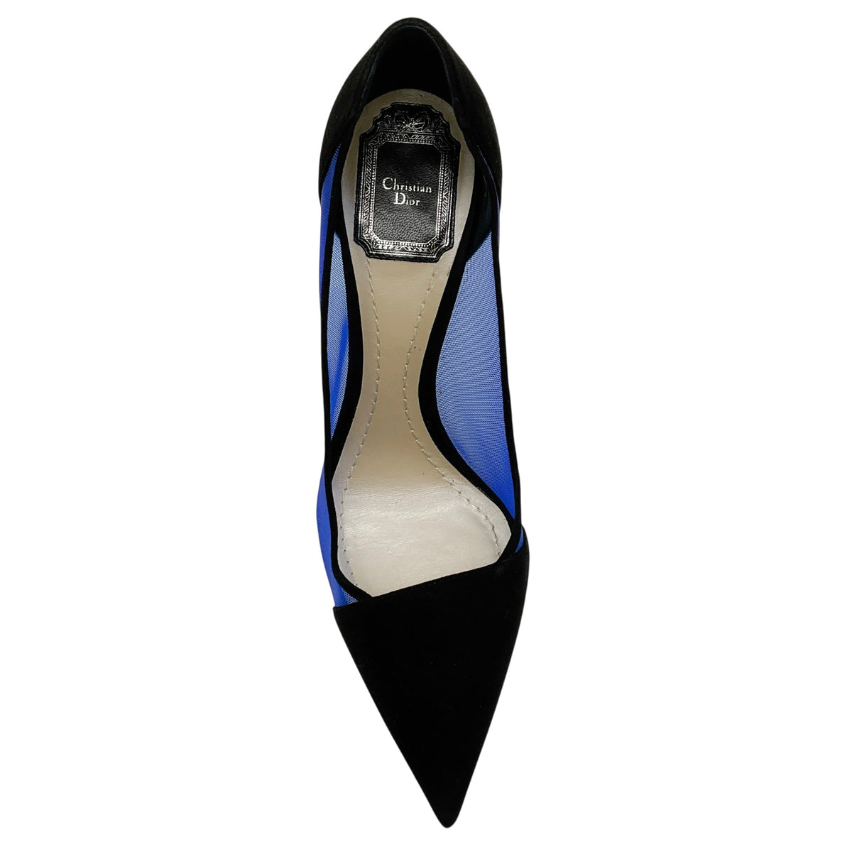 Christian Dior Black Suede / Cobalt Blue Mesh Songe Pumps