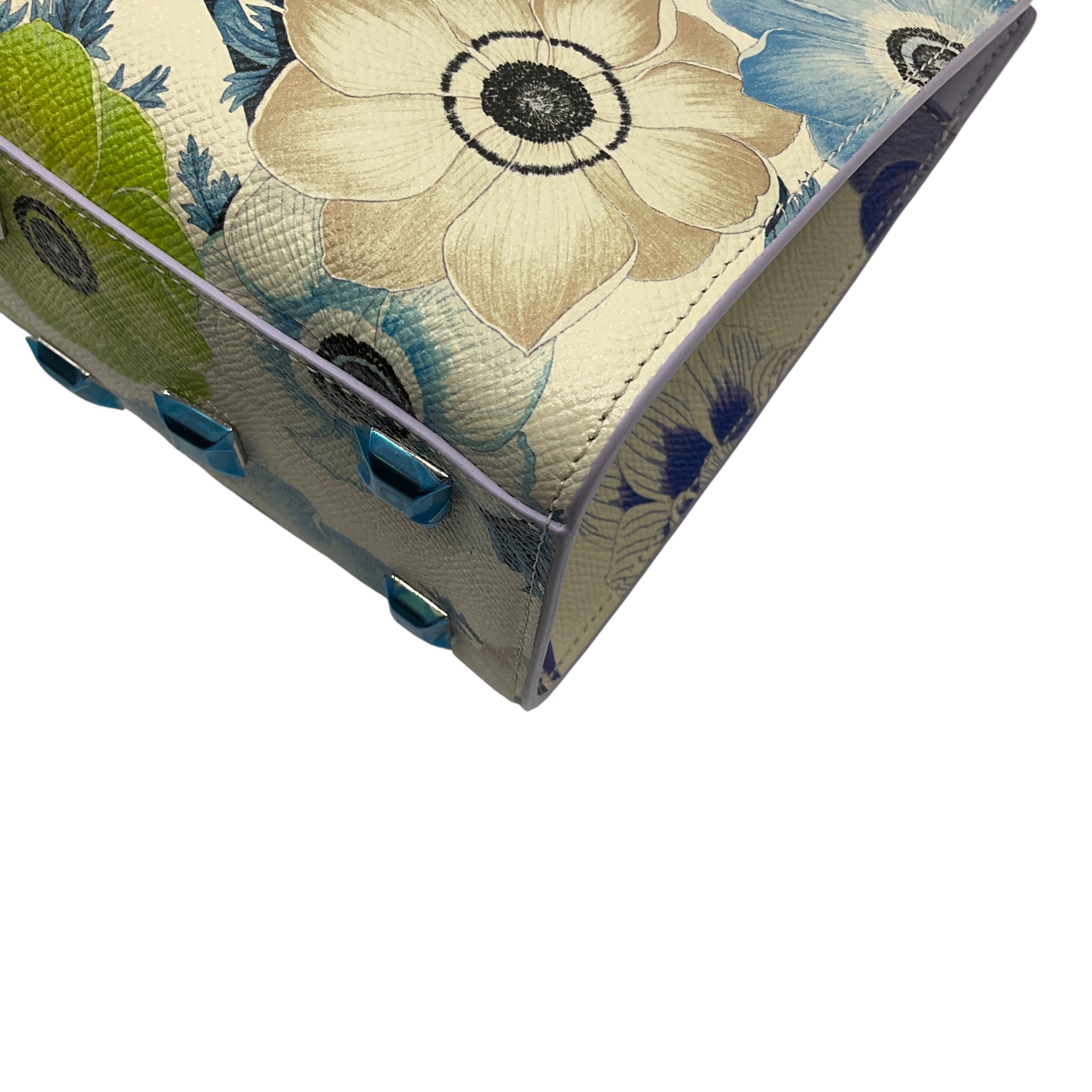 Salvatore Ferragamo New Lavender Mascarpone Calfskin Floral Print Small The Studio Bag