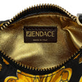 Load image into Gallery viewer, Fendi  X Versace 2022 Black / Gold Silk Fendace Baroque Nano Fendigraphy Hobo Charm Clutch
