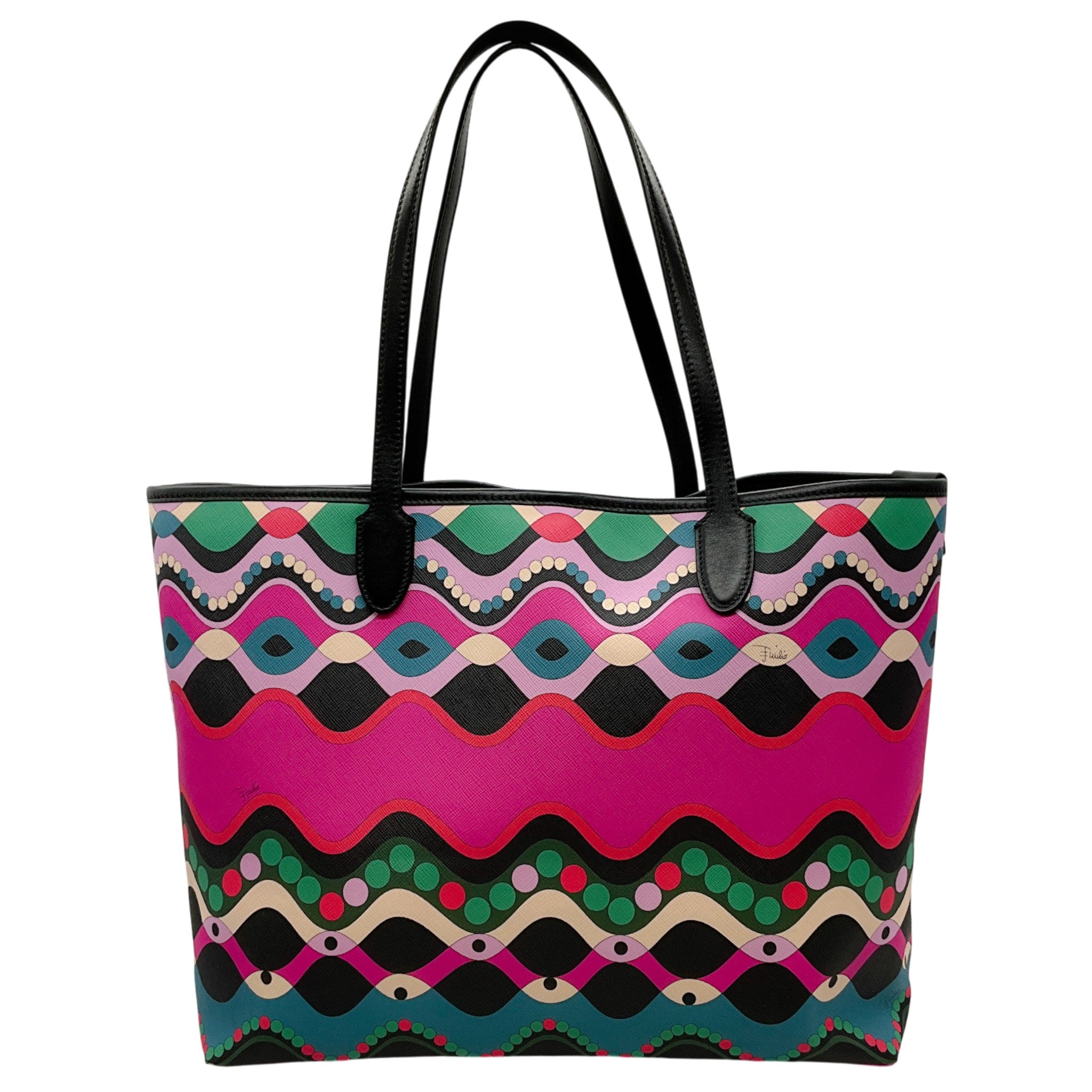 Emilio Pucci Teal / Fuchsia Multi Color Tote Bag
