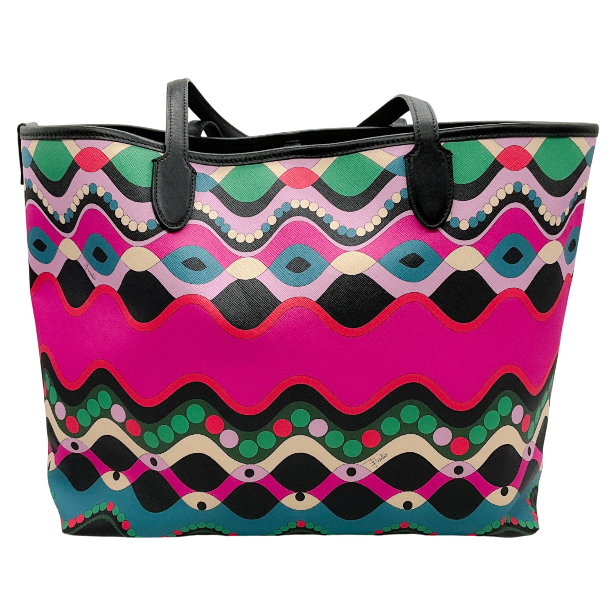 Emilio Pucci Teal / Fuchsia Multi Color Tote Bag