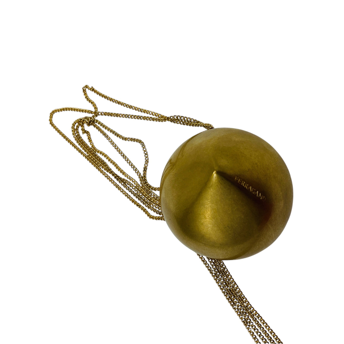 Ferragamo Gold Aluminum and Brass Sculptural Pendant Necklace