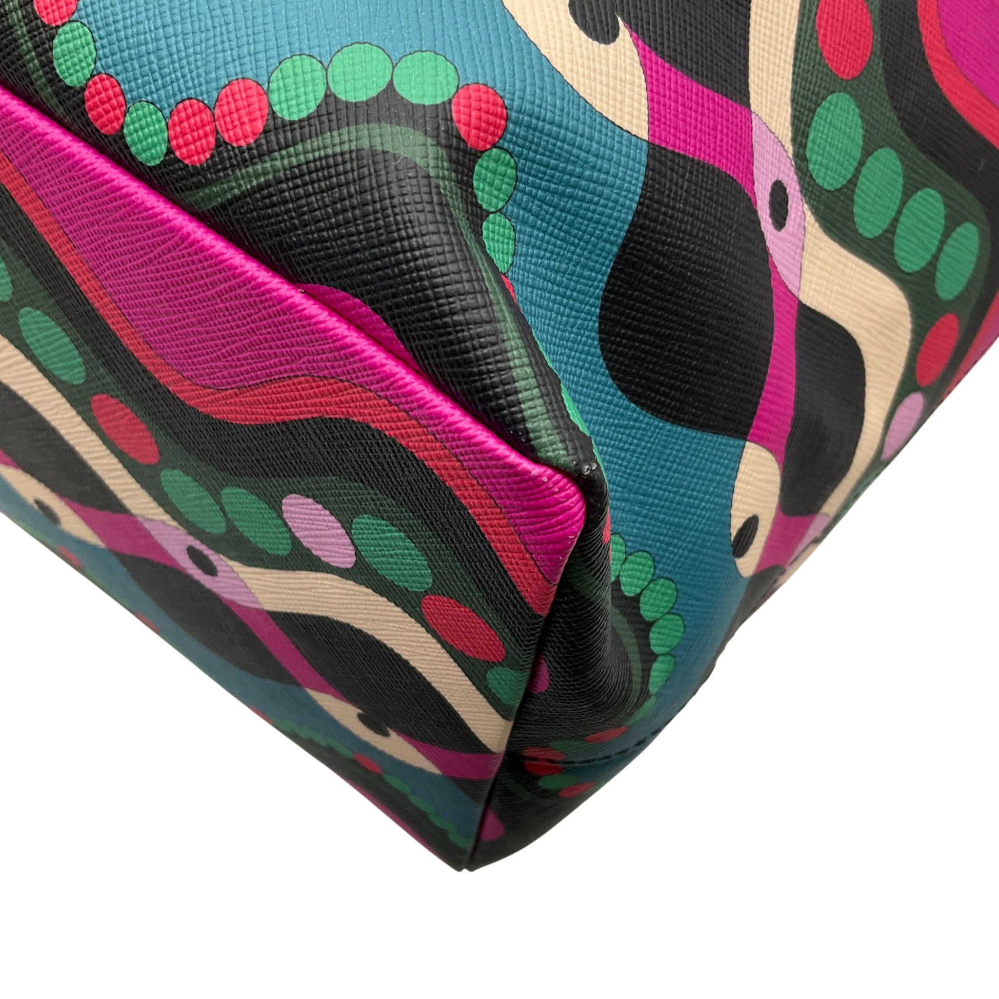 Emilio Pucci Teal / Fuchsia Multi Color Tote Bag