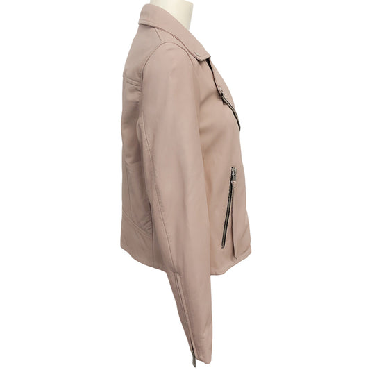 All Saints Blush Pink Leather Dalby Moto Jacket