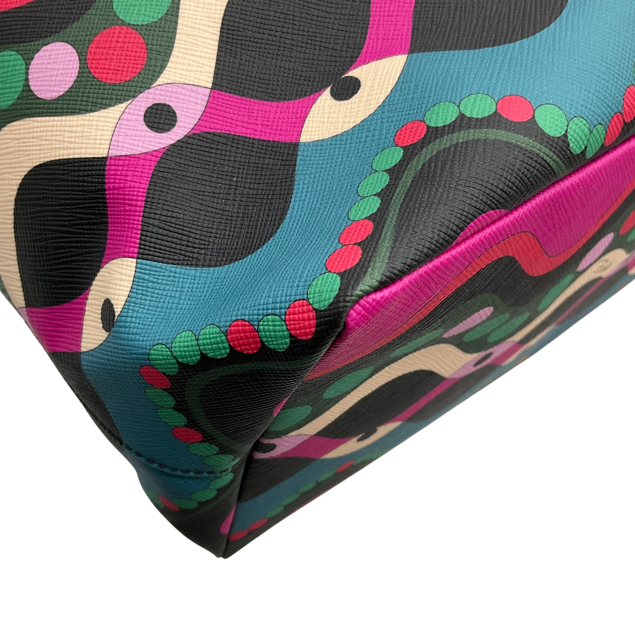 Emilio Pucci Teal / Fuchsia Multi Color Tote Bag