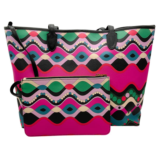 Emilio Pucci Teal / Fuchsia Multi Color Tote Bag