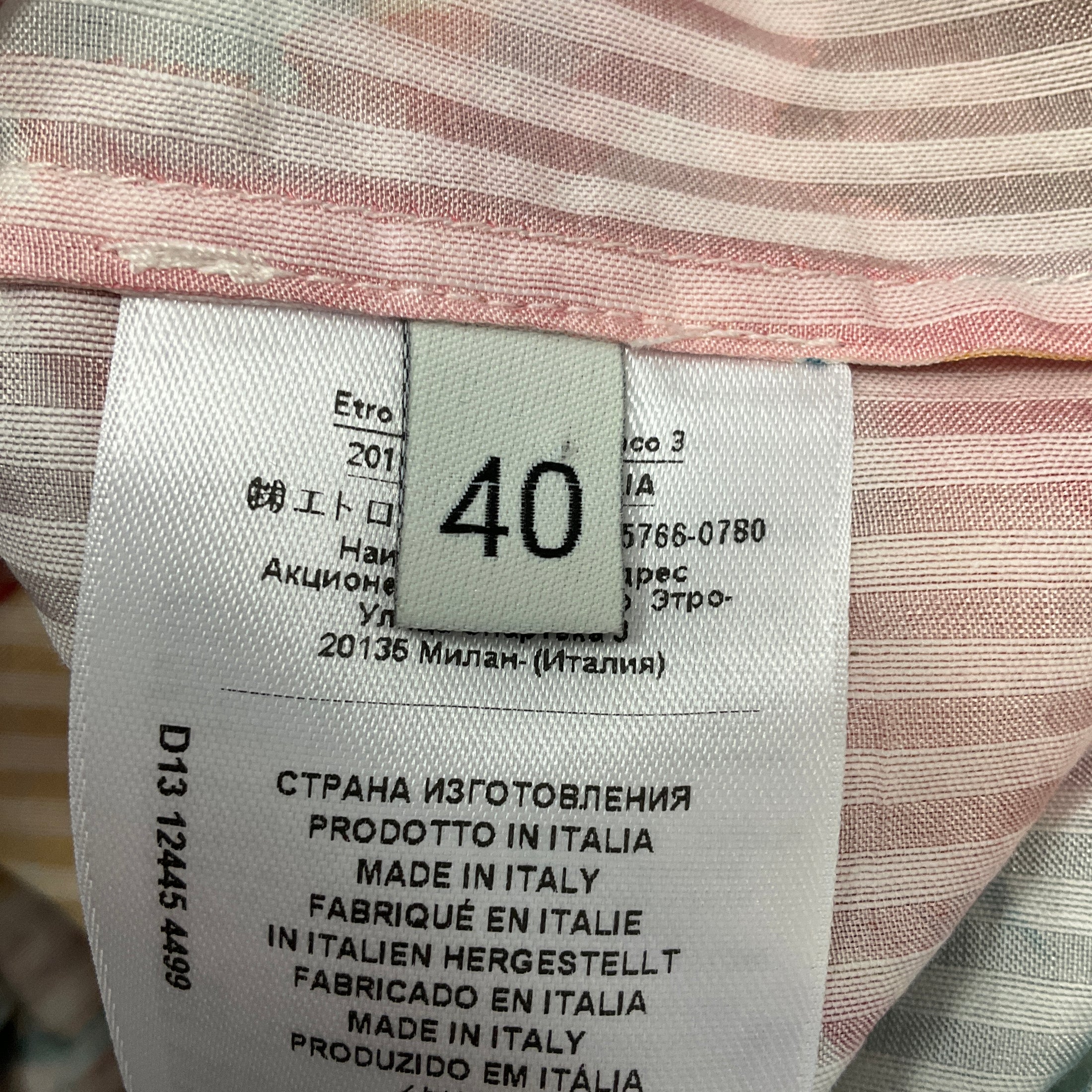 Etro Blue / Pink Multi Printed Tie Neck Blouse